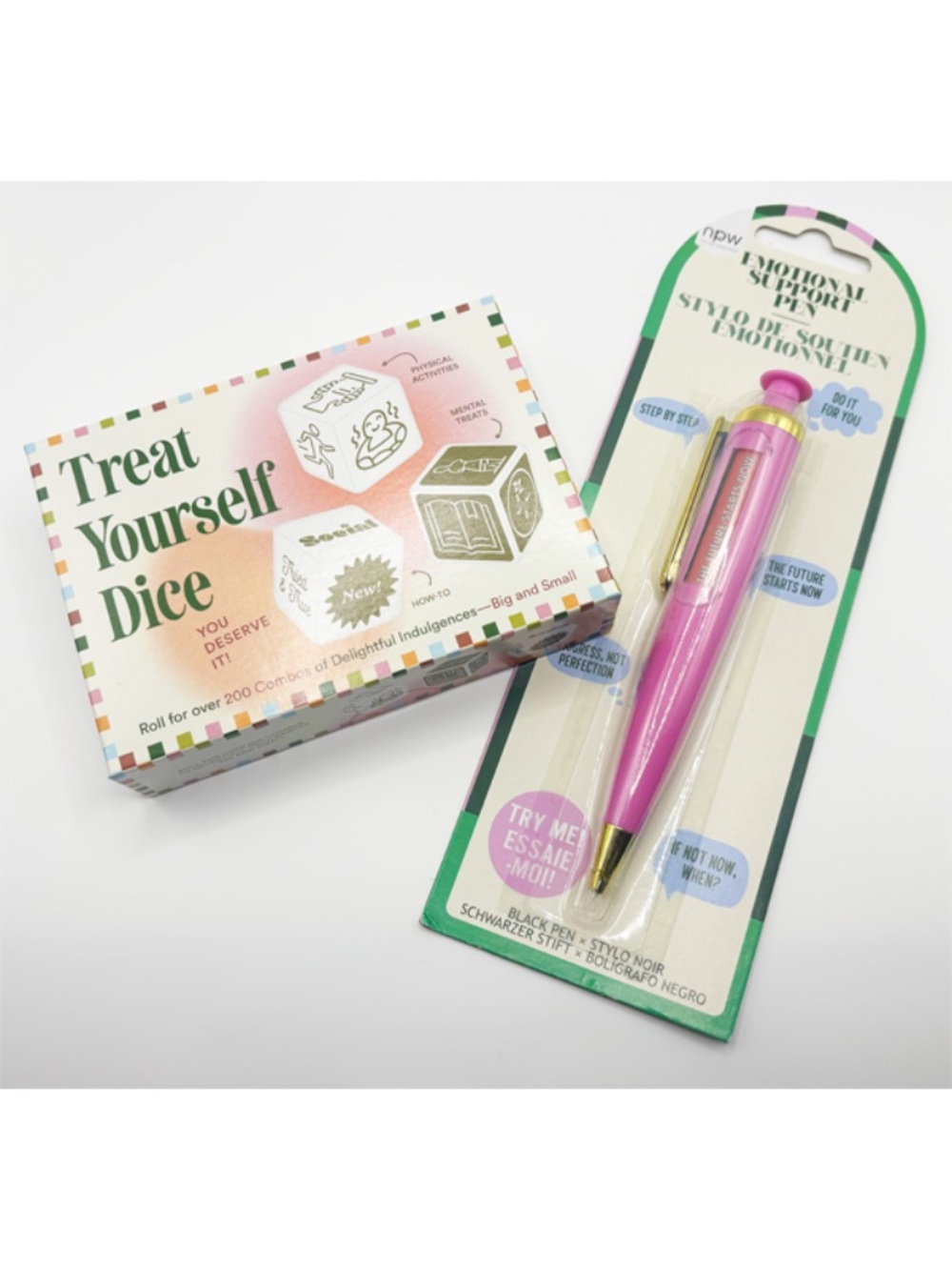 NWT "Treat Yourself Dice" and "Emotional Support Pen"